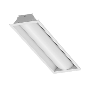2,400 Lumen 1x4 LED Volumetric Troffer with Universal Voltage 0-10V Dimming Driver. 4000K, 80CRI.