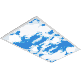 Back-lit Flat Panel, 2x4, 3300/4400/5500lm selectable with PMMA Frosted Lens and a universal voltage driver, CCT Selectable, with additional Cloudy Sky Lens (SKL)