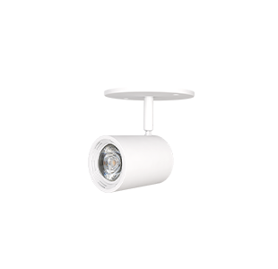 ATOM Track. Fixture ATM/TF/CM/WH, Canopy Mount, White. Module ATM/L6/927/FL/DIM120, 7W, 2700K, 35°.