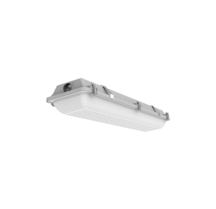 Amazon 2ft Hazardous Location wet location fixture, 3000 lumens, 120-277Vac input, 5000K CCT, with Ribbed Acrylic Frosted Lens installed.