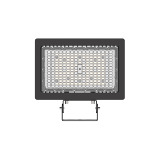 VS Flood, 120-277VAC input, 30,000lm, 200W, 5000K CCT, 0-10V dimmable. with trunnion mount. Bronze color.