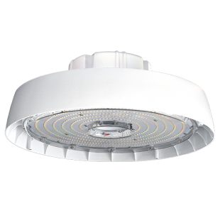 25000lm Round High Bay complete fixture, universal voltage driver, 4000K, with a frosted lens